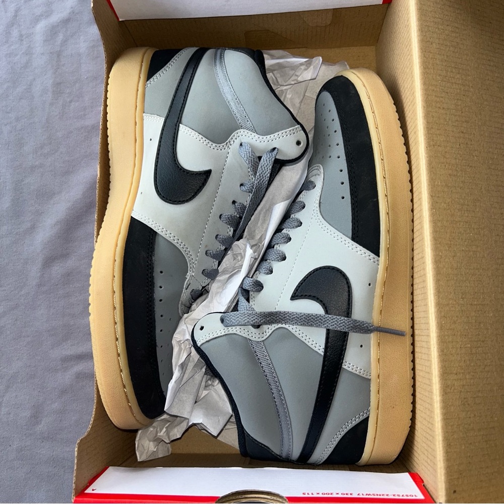 Nike Men's Gray and Black Court Vision Mid High-Top Sneakers